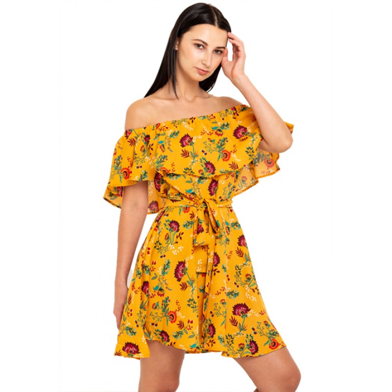 dress with belt on shoulder